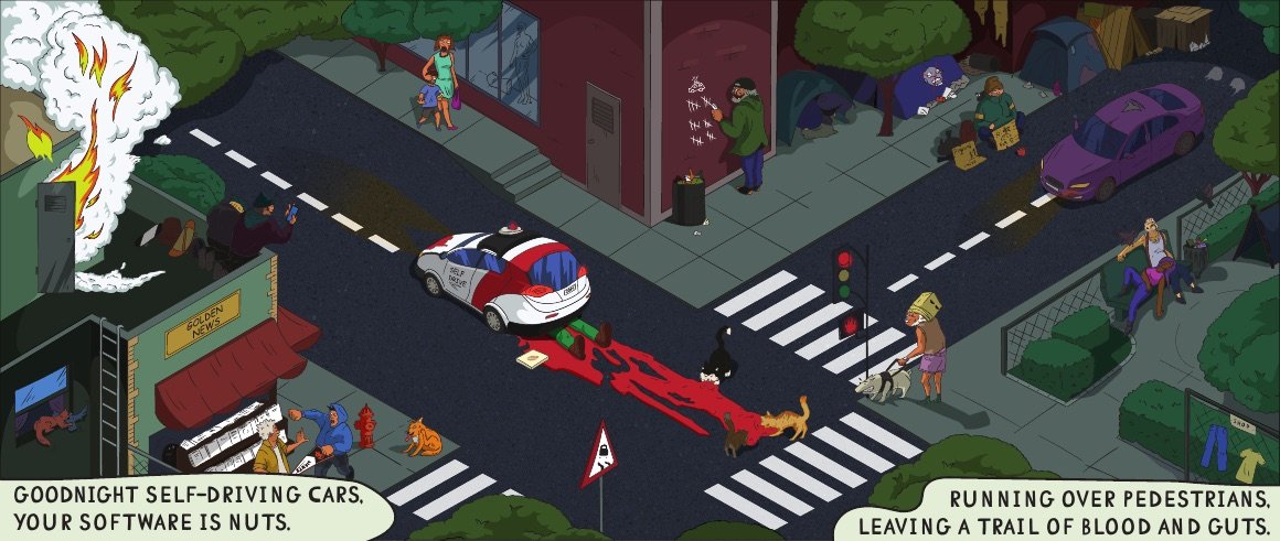 Goodnight self-driving cars, your software is nuts
